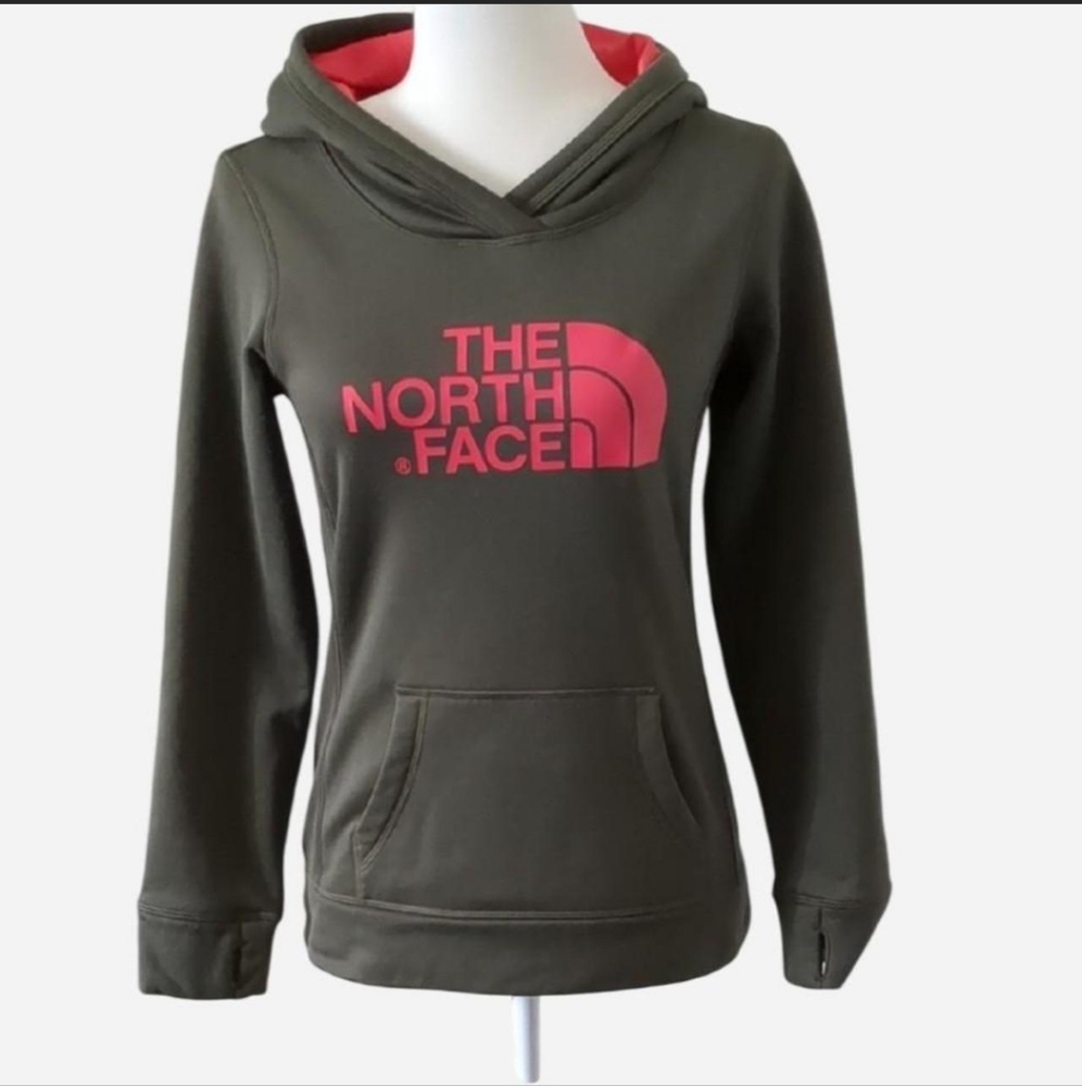 The North Face Womens Hoodie Green Pink Outdoor Soft Lightweight Sz XS Gorp Core